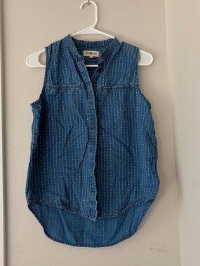Madewell Blue Pinstripe Sleeveless Chambray Tank